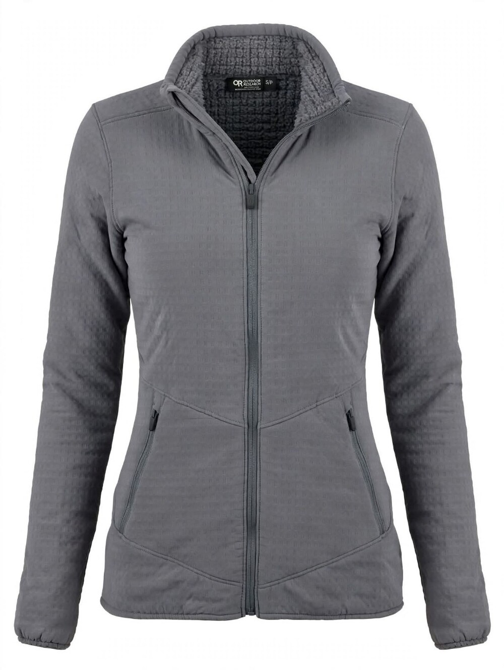 Outdoor Research Jacket Womens Small Gray Grid Soft Shell Fleece Lined Hiking